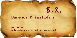 Berencz Krisztián névjegykártya